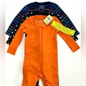 Primary Baby Organic Cotton Footies. Size 6-9 Month. 3 pack.